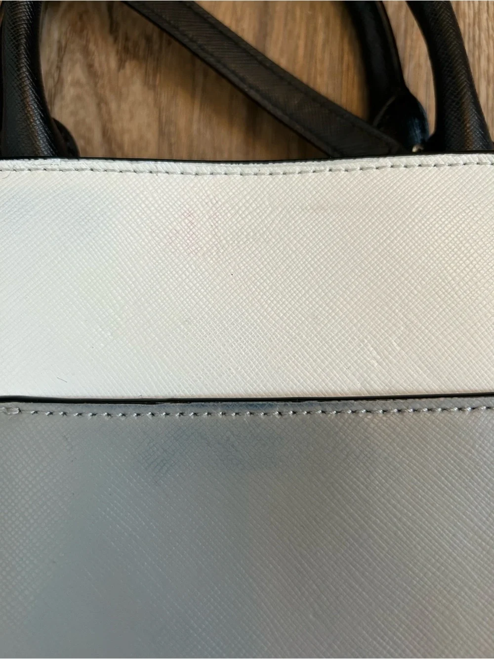 kate spade Gray, White & Black Leather Satchel